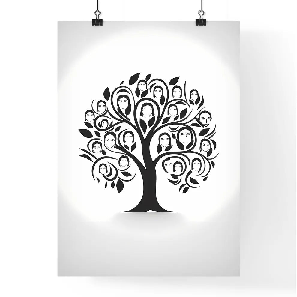 Black Tree With People Faces Art Prin Poster
