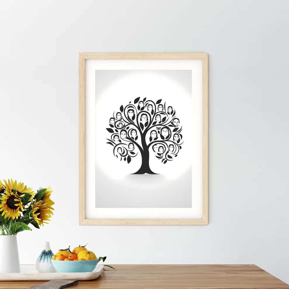 Black Tree With People Faces Art Prin - Kitchen Hangings