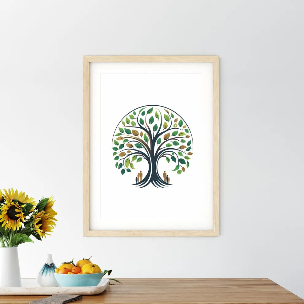 Logo Of A Tree With People Around It Art Pri - Kitchen Hangings