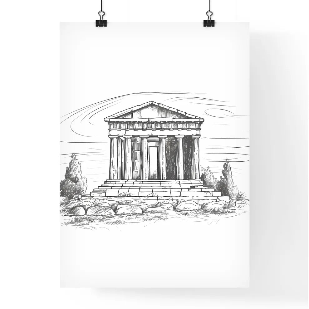 Drawing Of A Building Art Print Poster