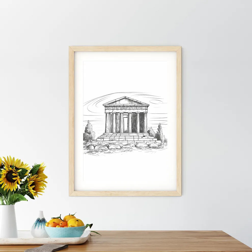 Drawing Of A Building Art Print Size Chart