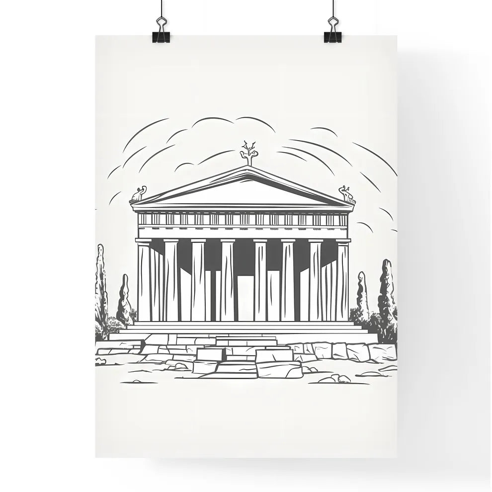 Drawing Of A Building Art Print Poster