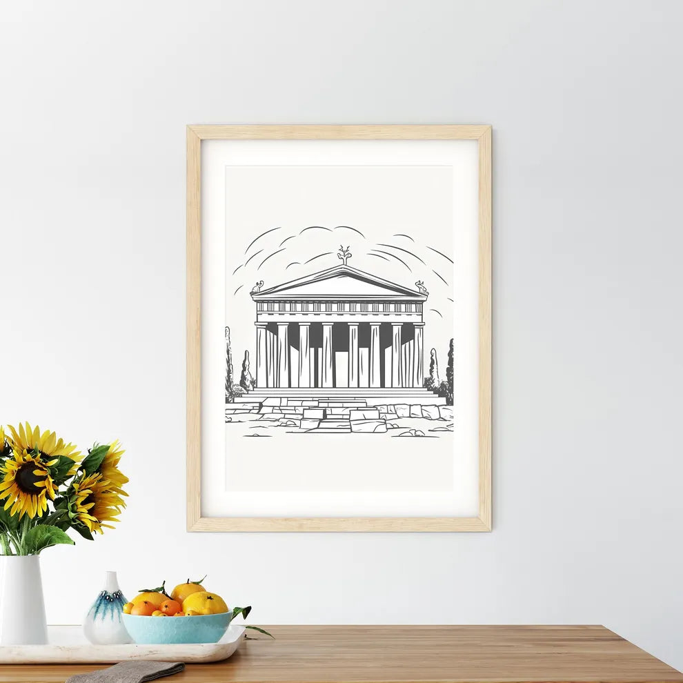 Drawing Of A Building Art Print Size Chart