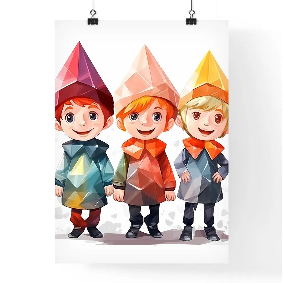 Group Of Cartoon Characters Wearing Colorful Poster