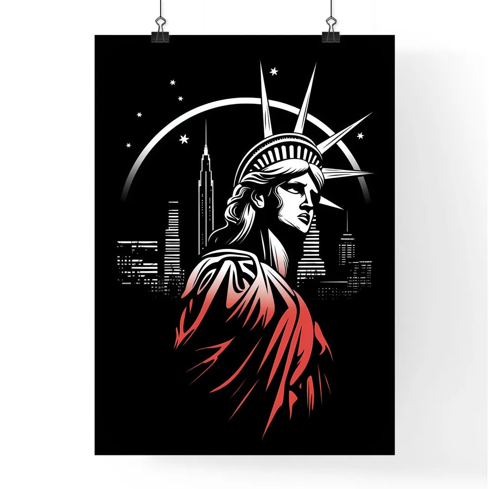 Statue Of Liberty In A City Art Print Poster