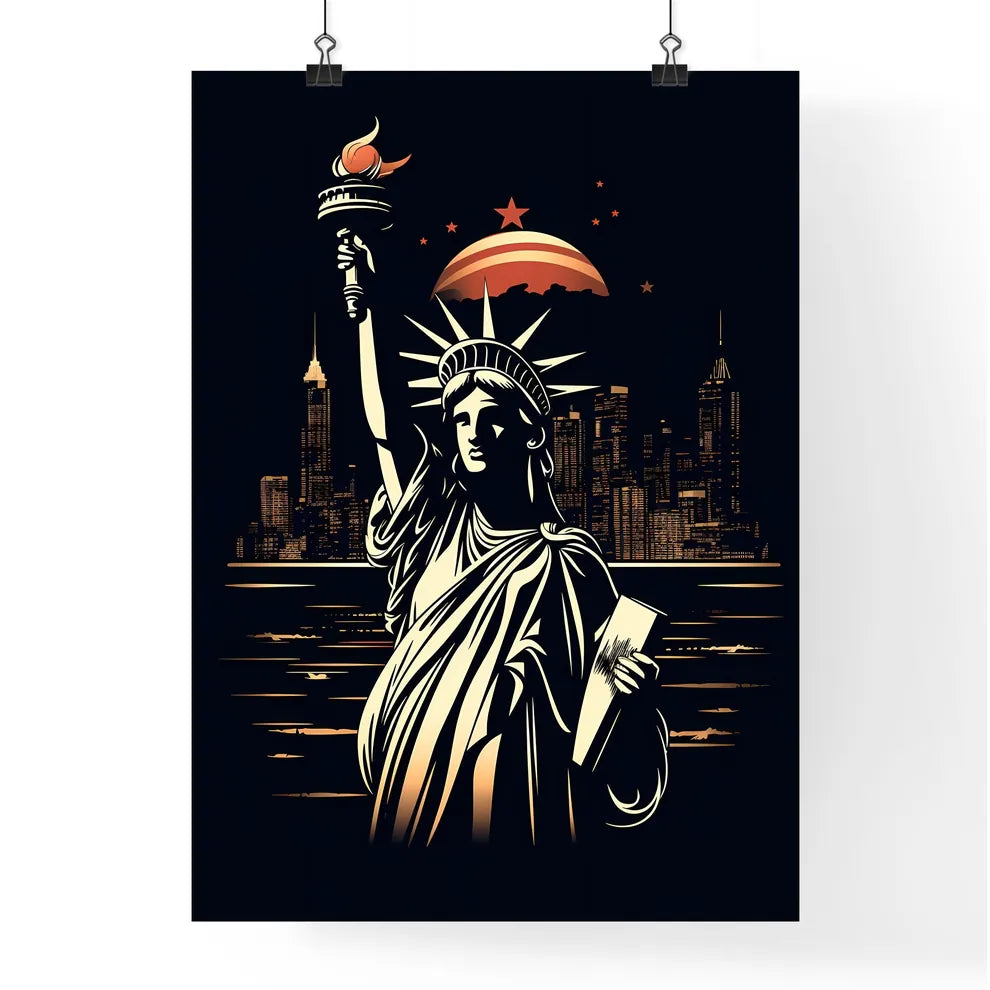 Statue Of Liberty With A Torch In The Air Art Print Poster
