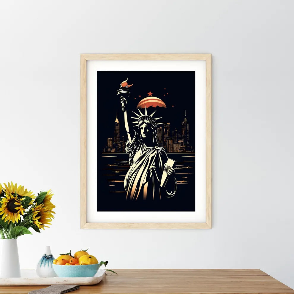 Statue Of Liberty With A Torch In The Air Art Print Size Chart