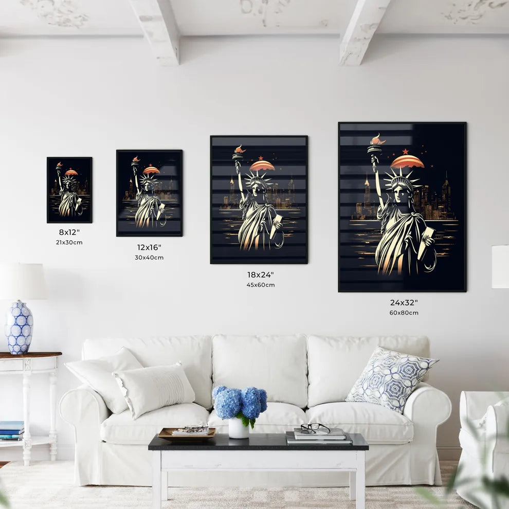 Statue Of Liberty With A Torch In The Air Art Print Interior Design