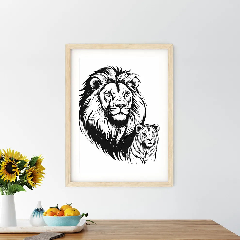 Lion And A Tiger Art Print Size Chart