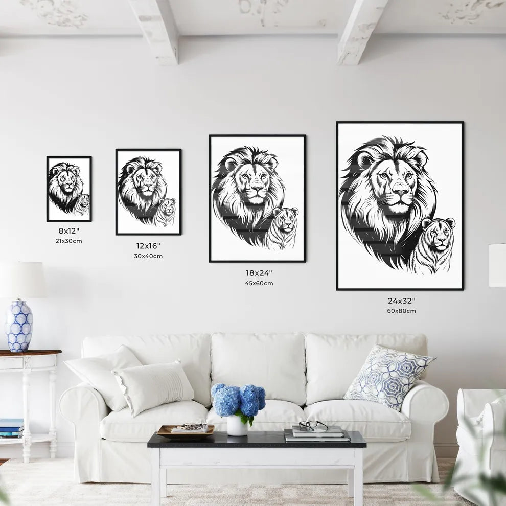 Lion And A Tiger Art Print Art Print