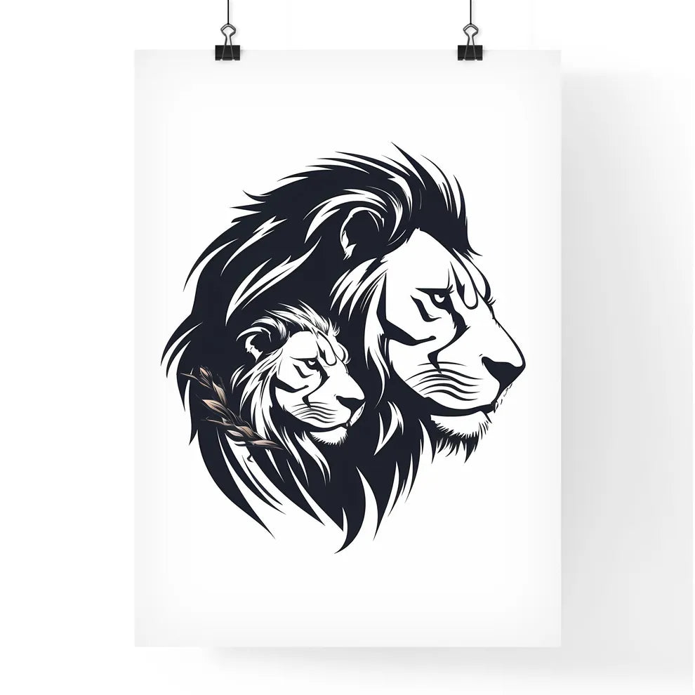 Lion And Lioness Head Art Pri Poster