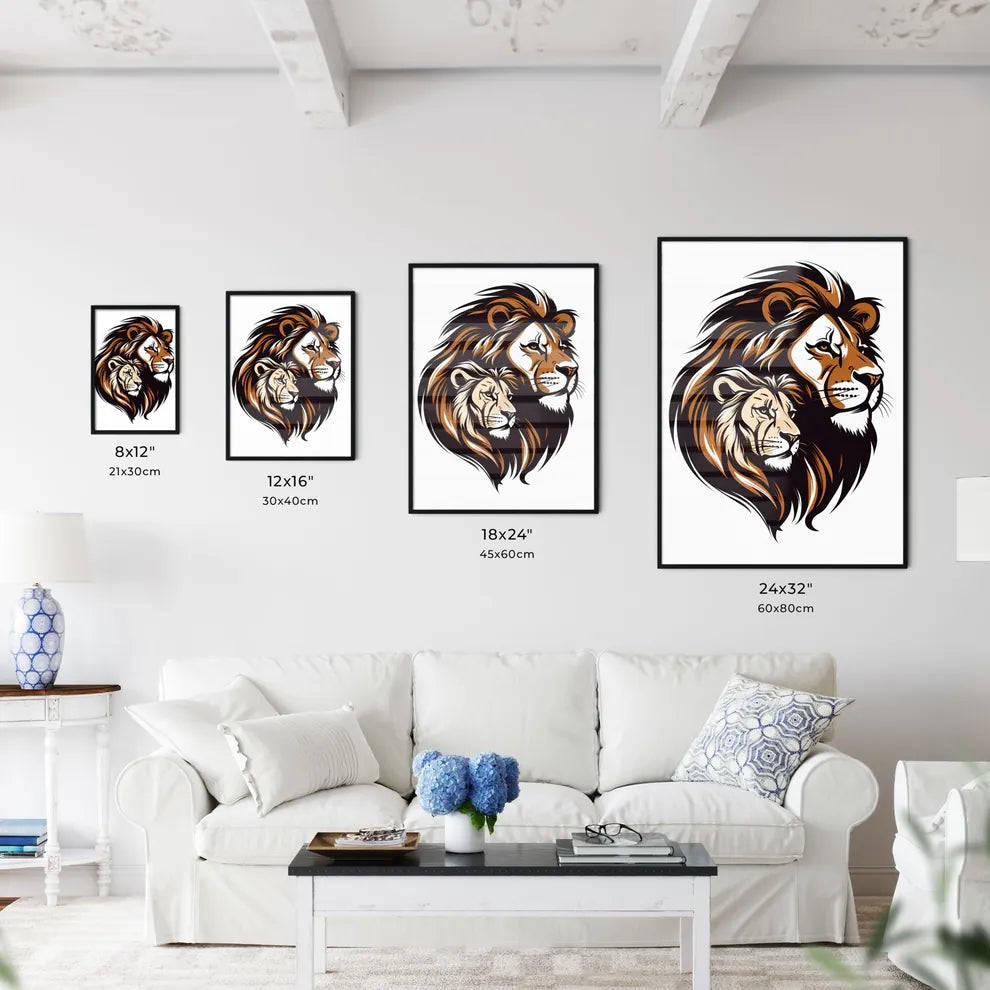 Lion And Lioness With Manes A Art Print
