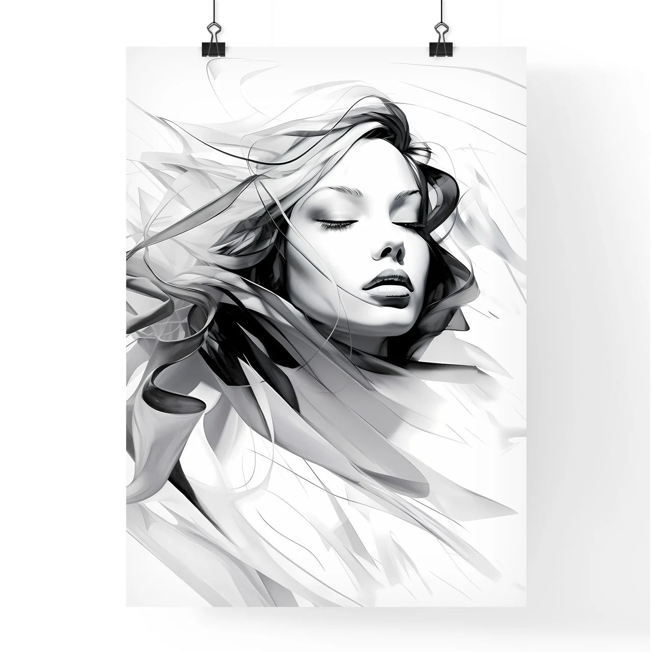 Woman With Long Hair Art Prin Poster