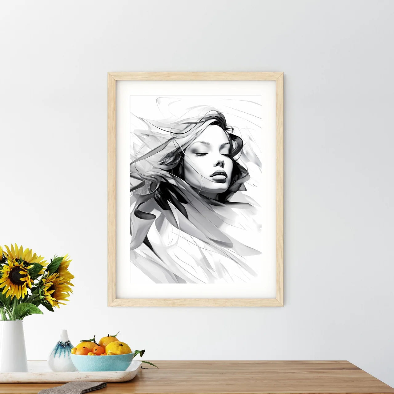 Woman With Long Hair Art Prin - Kitchen Hangings