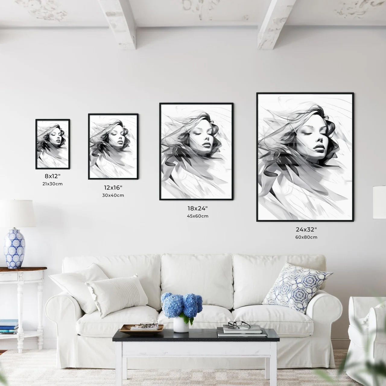 Woman With Long Hair Art Prin Wall Art