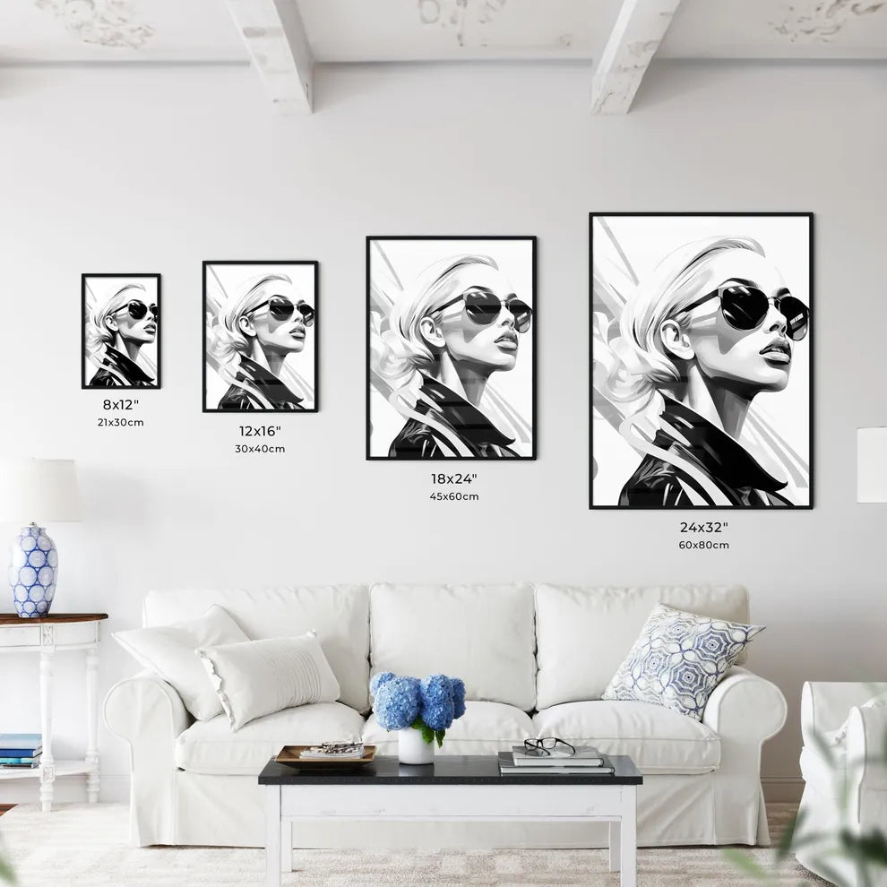 Woman Wearing Sunglasses Art Prin Wall Art