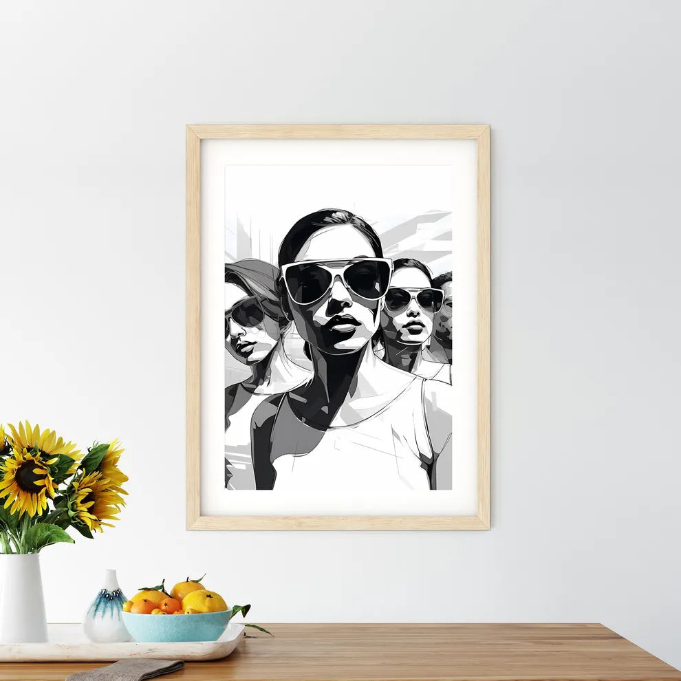 Group Of People Wearing Sunglasses Art Prin - Kitchen Hangings