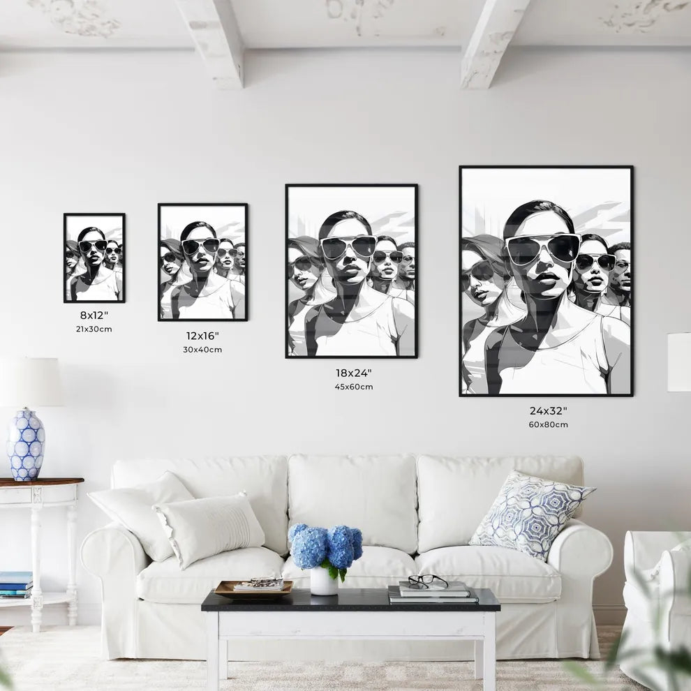 Group Of People Wearing Sunglasses Art Prin Wall Art