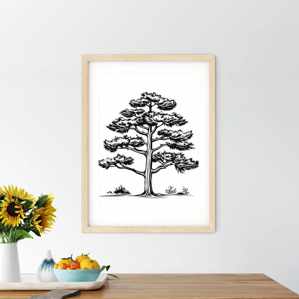 Black And White Drawing Of A Tree Art Prin - Kitchen Hangings