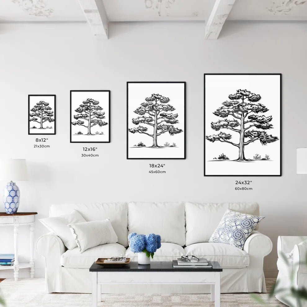 Black And White Drawing Of A Tree Art Prin Wall Art