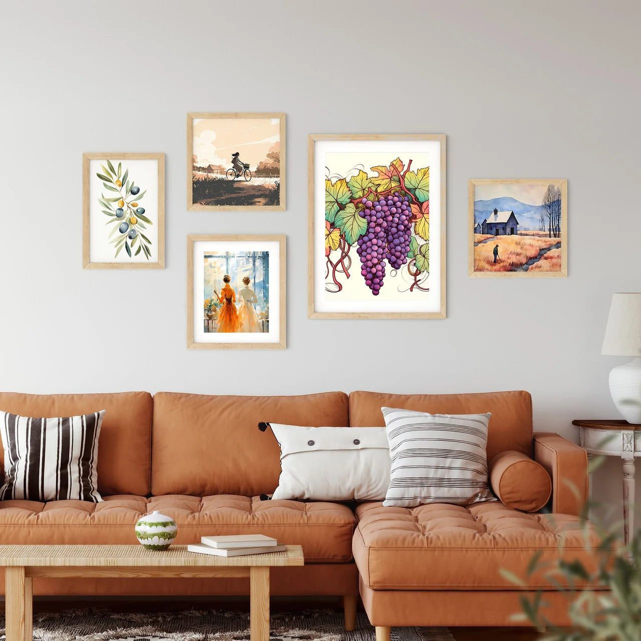 Bunch Of Grapes On A Vine Art Prin Framed Print