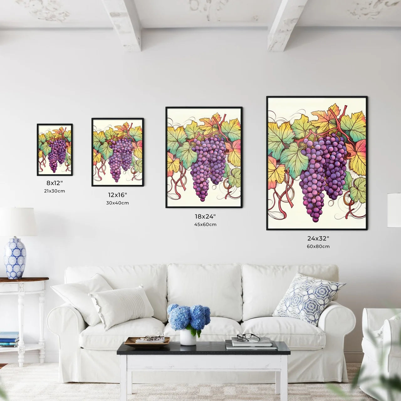 Bunch Of Grapes On A Vine Art Prin Wall Art