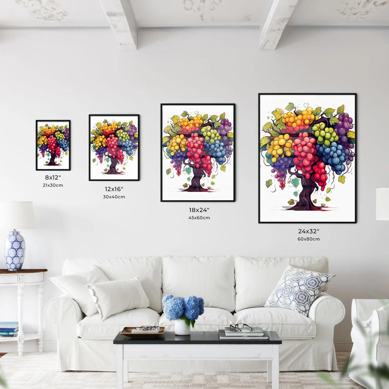 Colorful Tree With Many Grapes Art Prin Wall Art