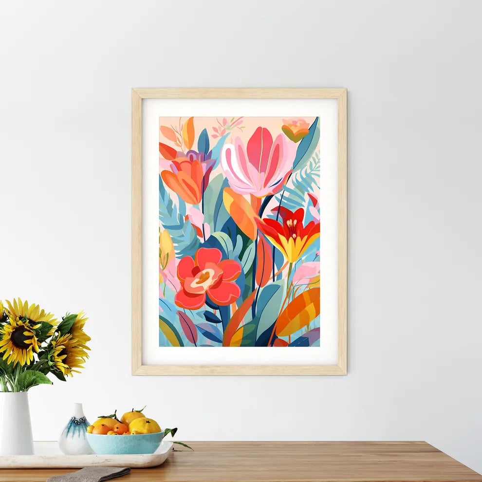 Colorful Flowers And Leaves Art Prin - Kitchen Hangings