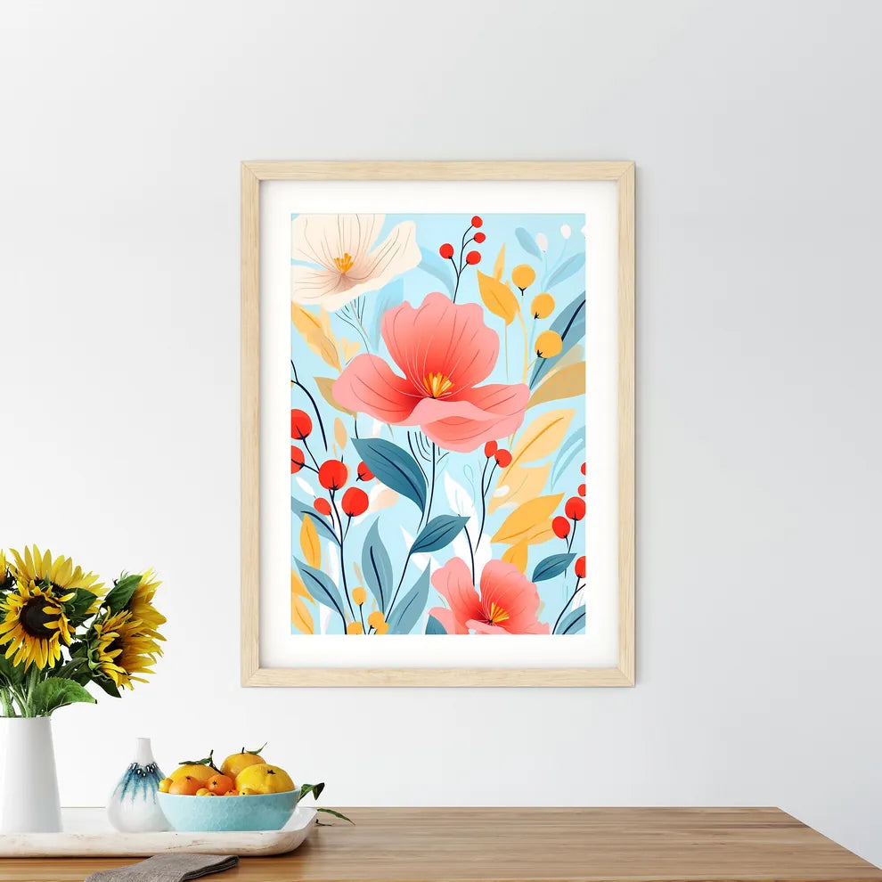 Painting Of Flowers And Leaves Art Prin - Kitchen Hangings