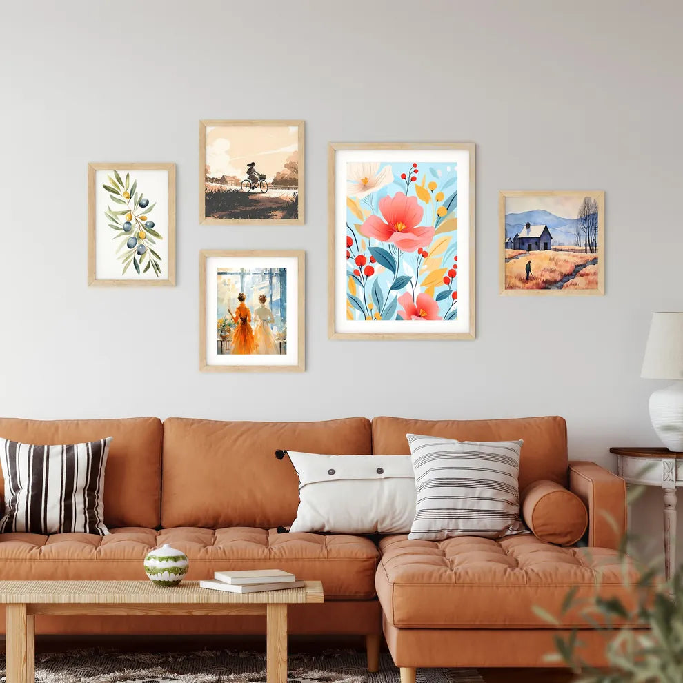 Painting Of Flowers And Leaves Art Prin Framed Print