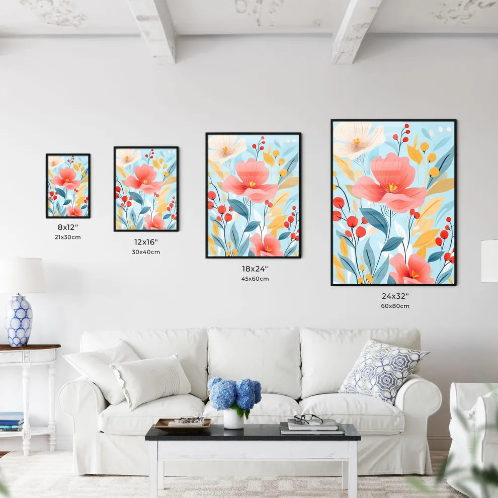 Painting Of Flowers And Leaves Art Prin Wall Art