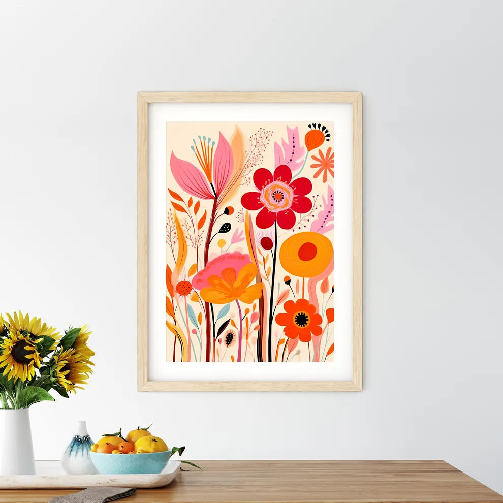 Colorful Flowers And Leaves Art Prin - Kitchen Hangings