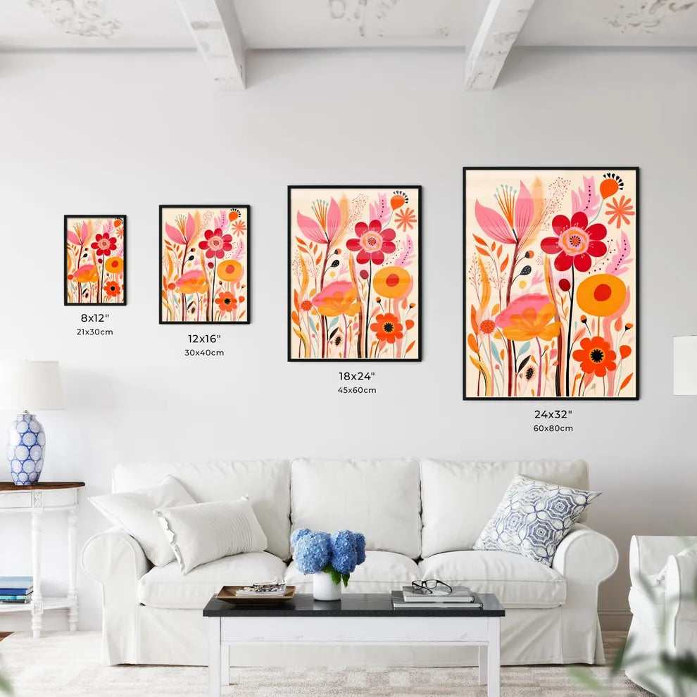 Colorful Flowers And Leaves Art Prin Wall Art
