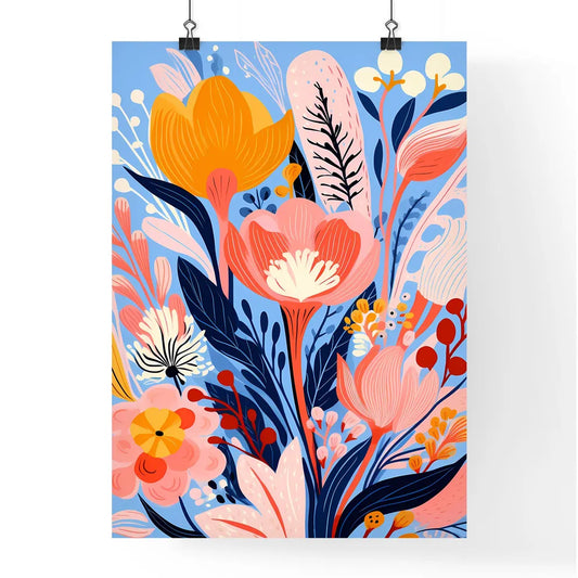 Colorful Flowers And Leaves Art Prin Poster