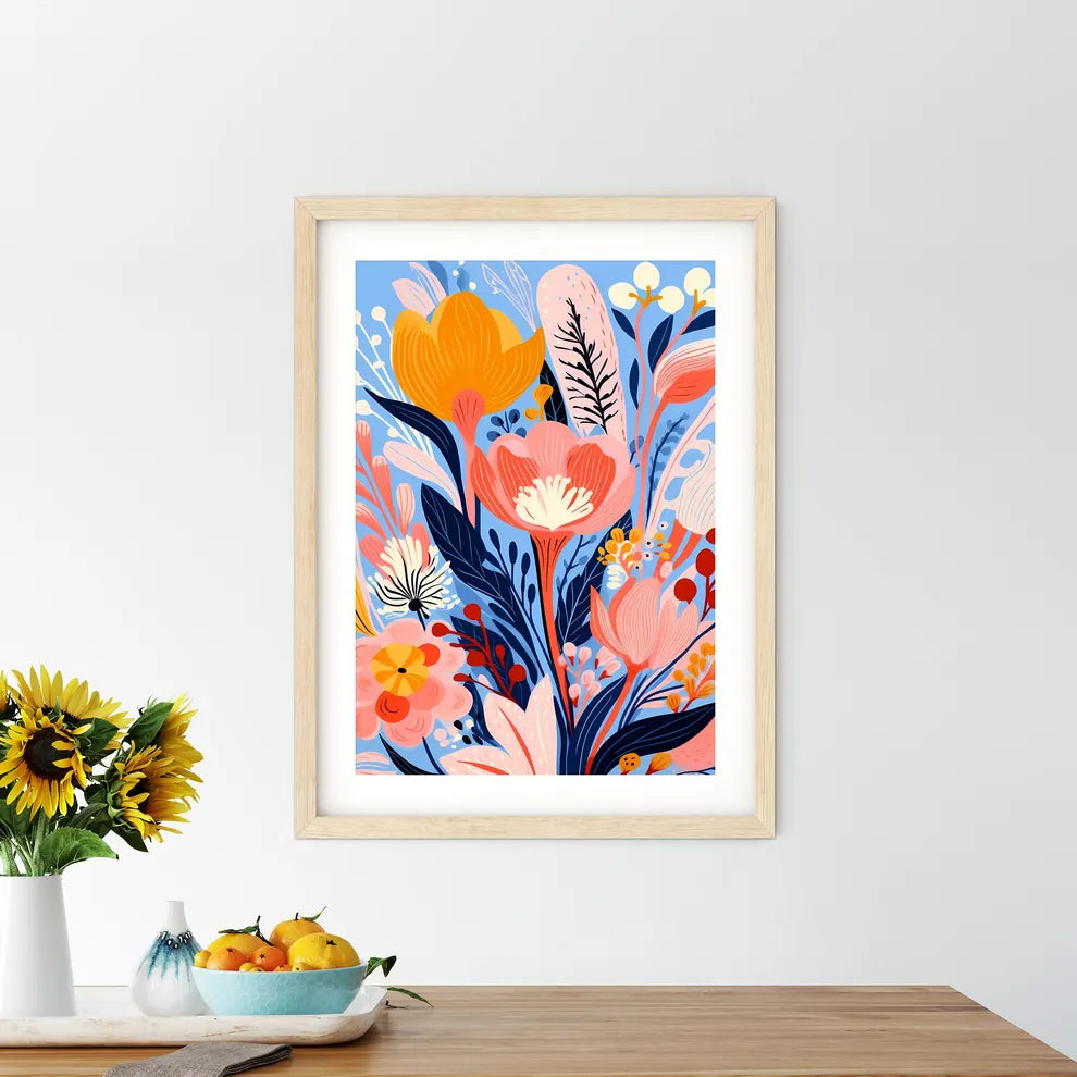 Colorful Flowers And Leaves Art Prin - Kitchen Hangings