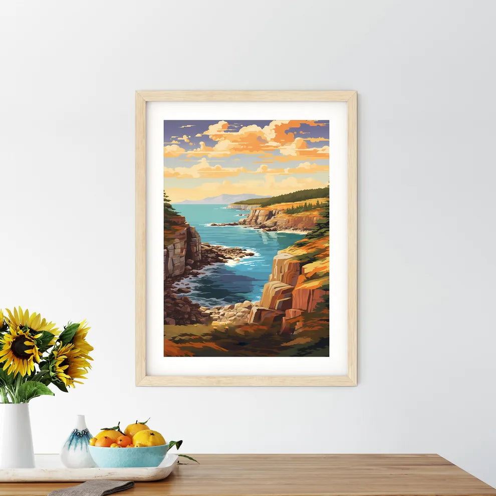 Landscape Of A Rocky Shore With Trees And A  - Kitchen Hangings
