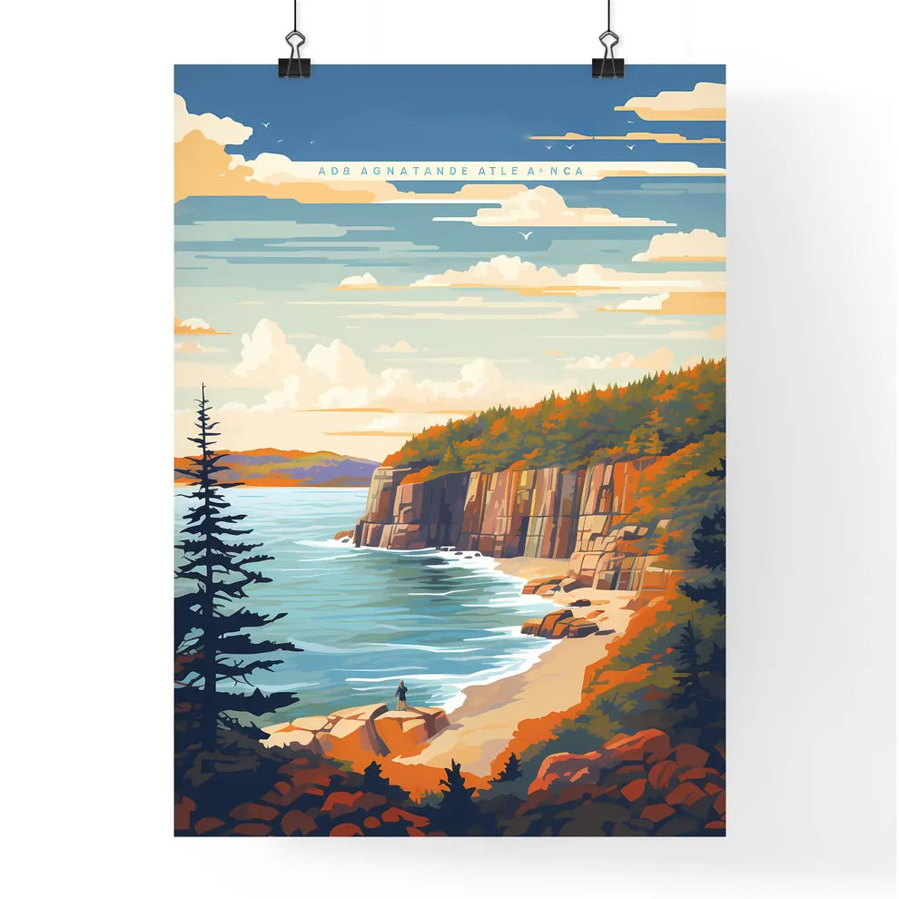 Painting Of A Beach And Water Art Prin Poster