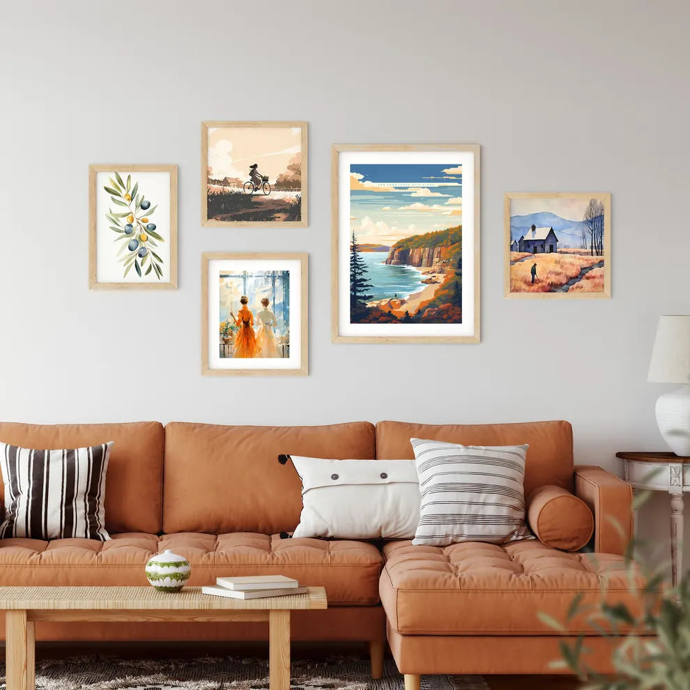 Painting Of A Beach And Water Art Prin Framed Print