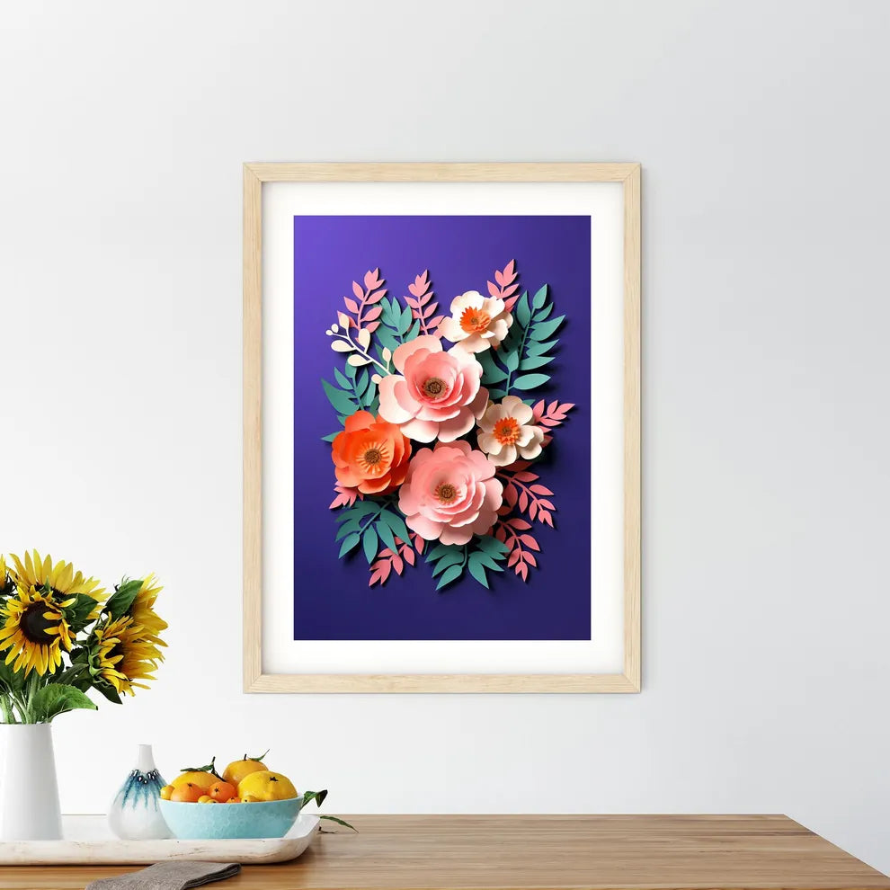 Paper Flowers And Leaves Art Prin - Kitchen Hangings