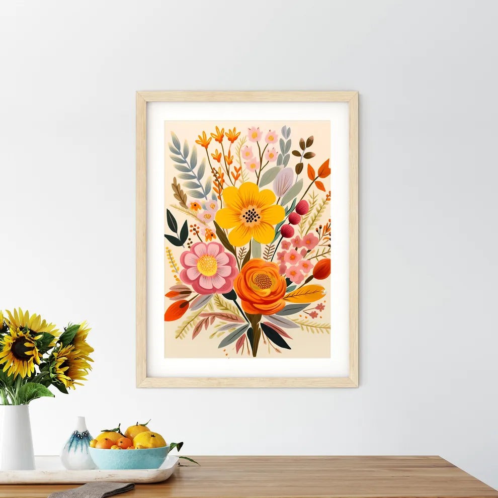 Colorful Flowers And Leaves Art Prin - Kitchen Hangings