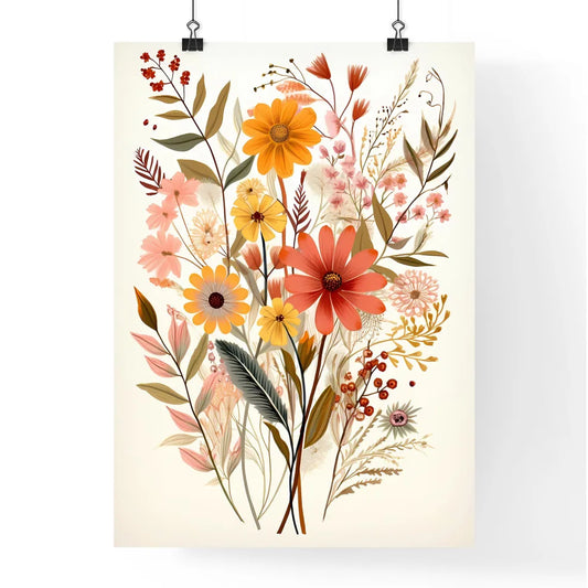 Colorful Flowers And Leaves Art Prin Poster