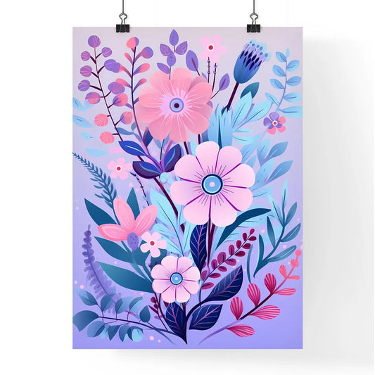 Colorful Flower Arrangement With Leaves And  Poster