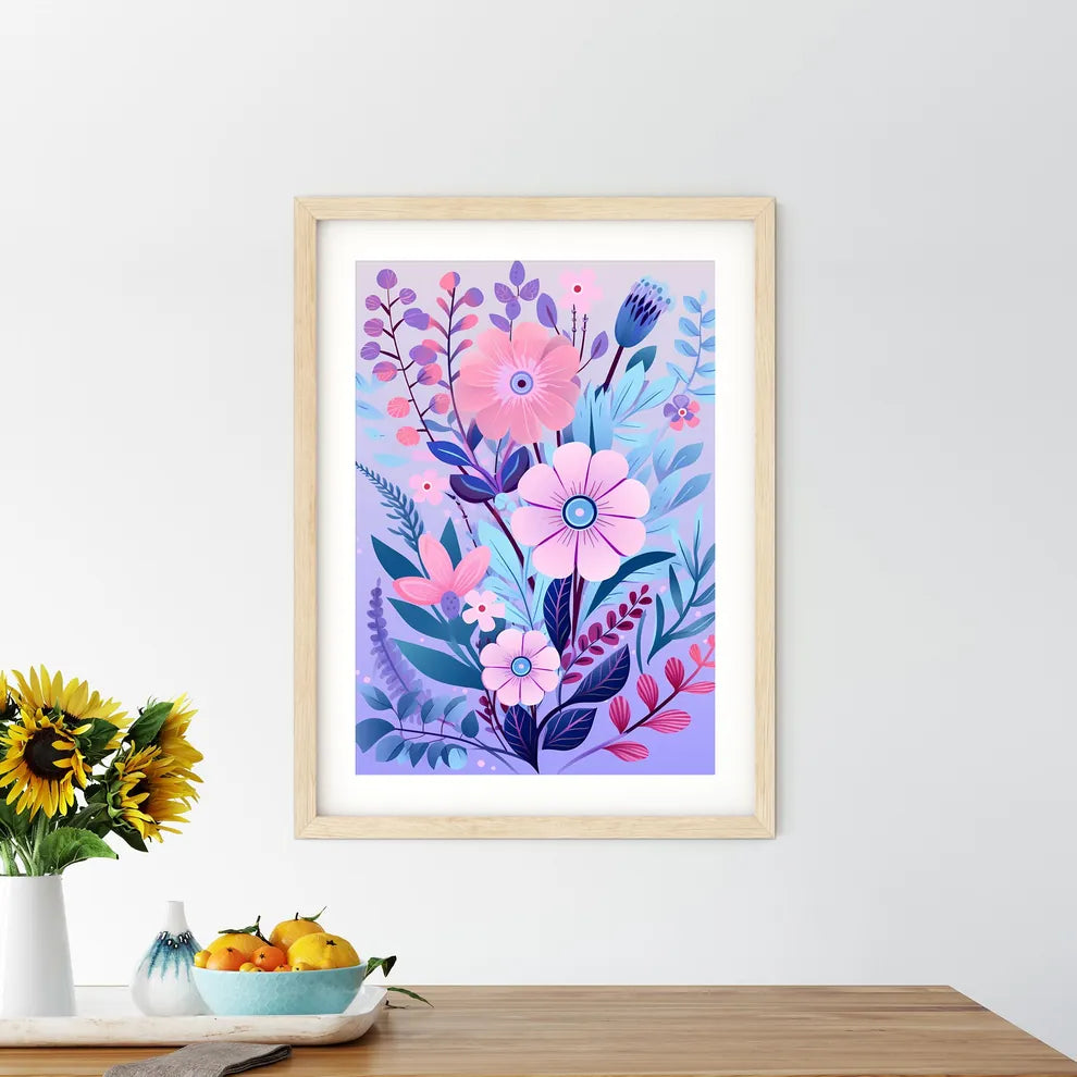 Colorful Flower Arrangement With Leaves And  - Kitchen Hangings