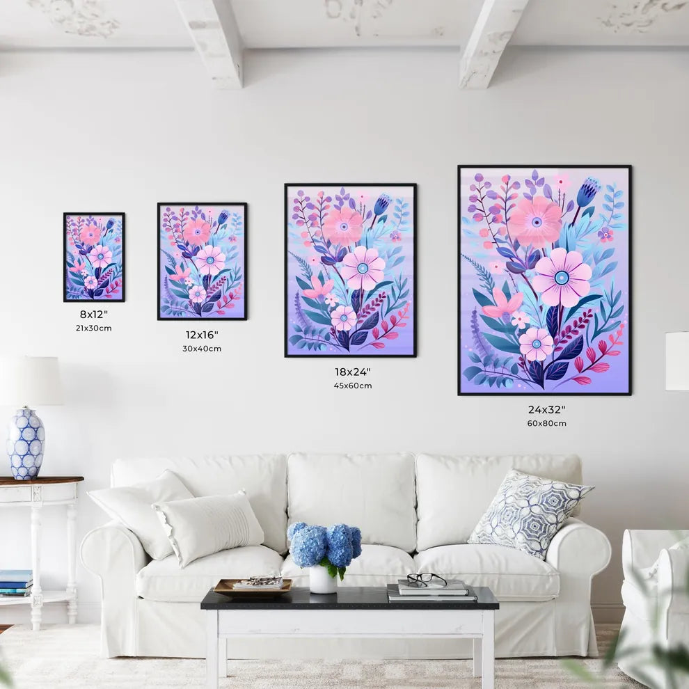 Colorful Flower Arrangement With Leaves And  Wall Art
