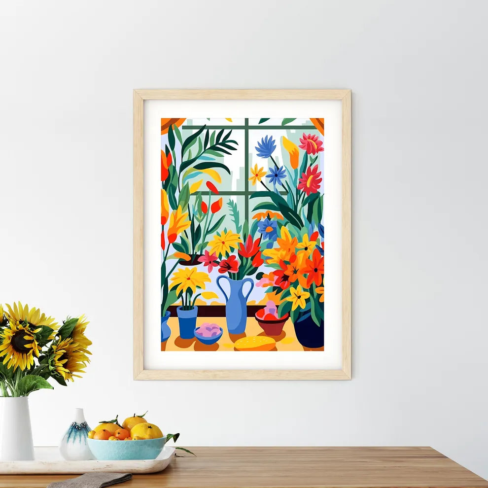 Colorful Flowers In A Window Art Prin - Kitchen Hangings