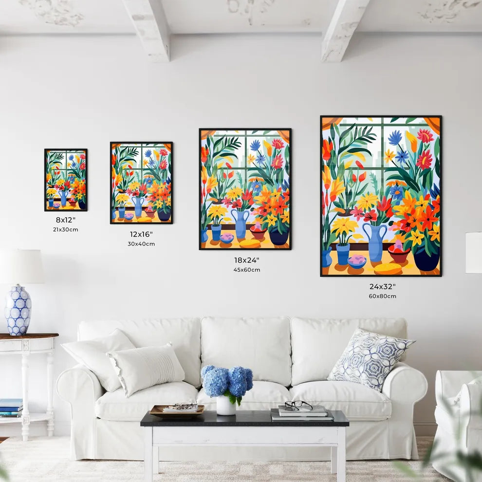 Colorful Flowers In A Window Art Prin Wall Art