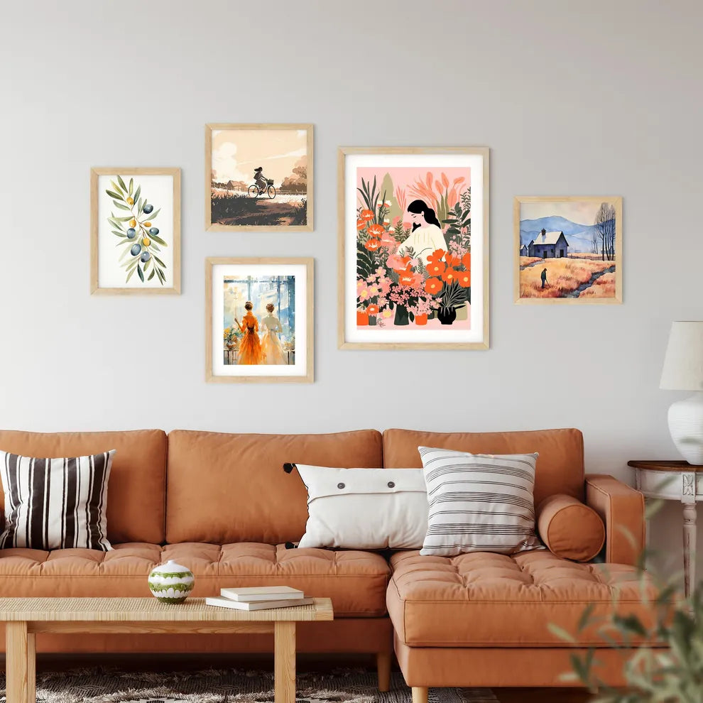 Woman In A Garden Of Flowers Art Prin Framed Print