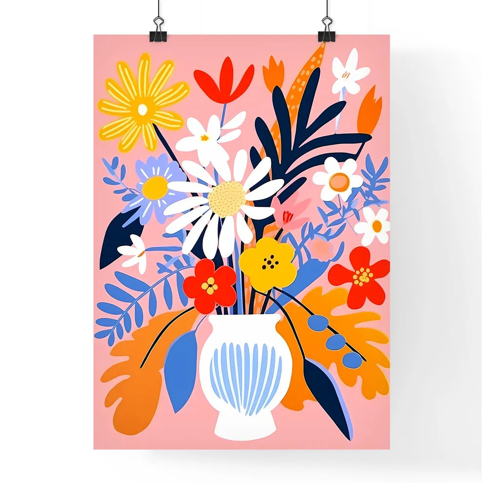 Vase Of Flowers And Leaves Art Prin Poster