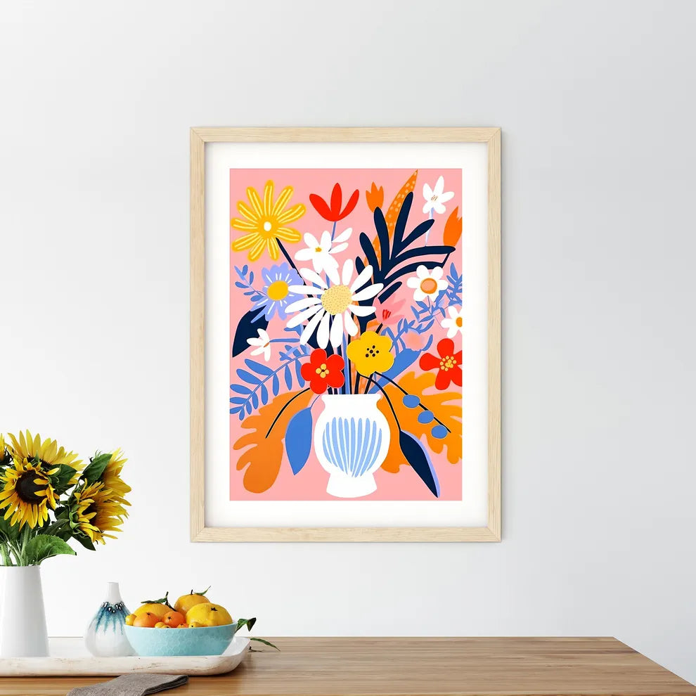 Vase Of Flowers And Leaves Art Prin - Kitchen Hangings