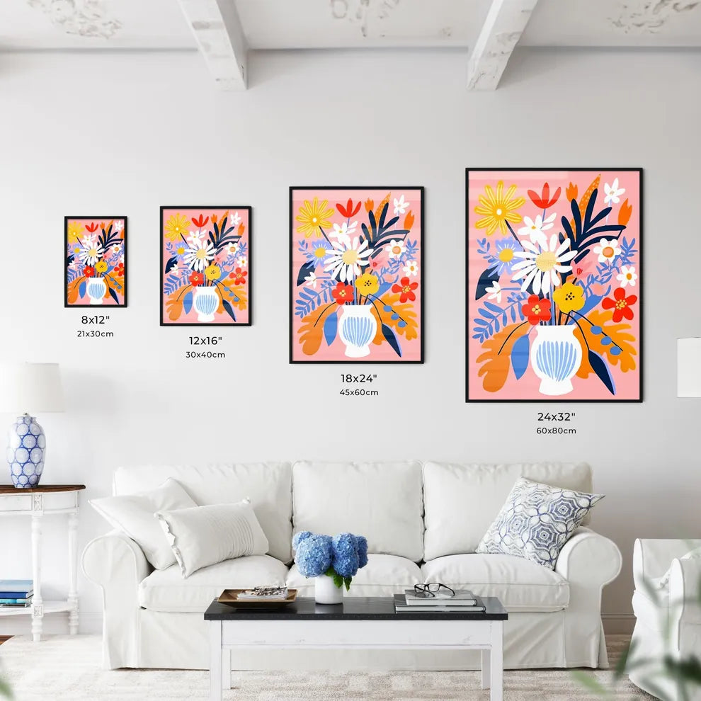 Vase Of Flowers And Leaves Art Prin Wall Art